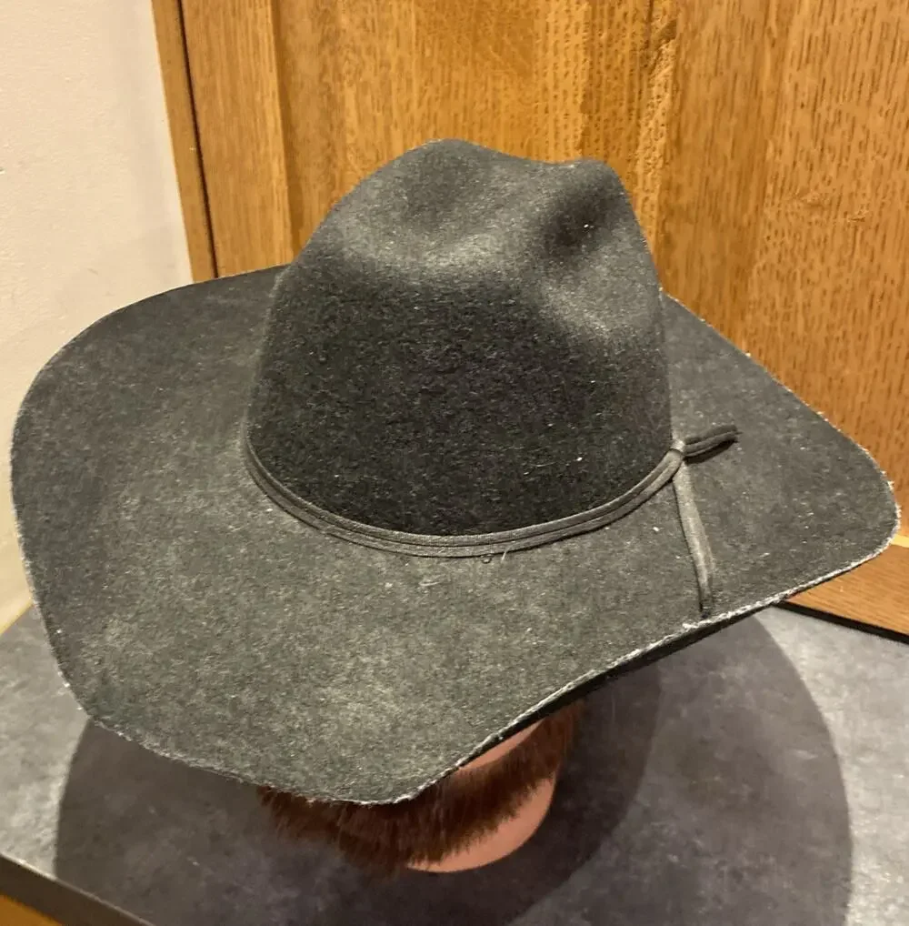 Resistol Youth Black Wool Cowboy Hat One Size Western Rodeo Self Conforming